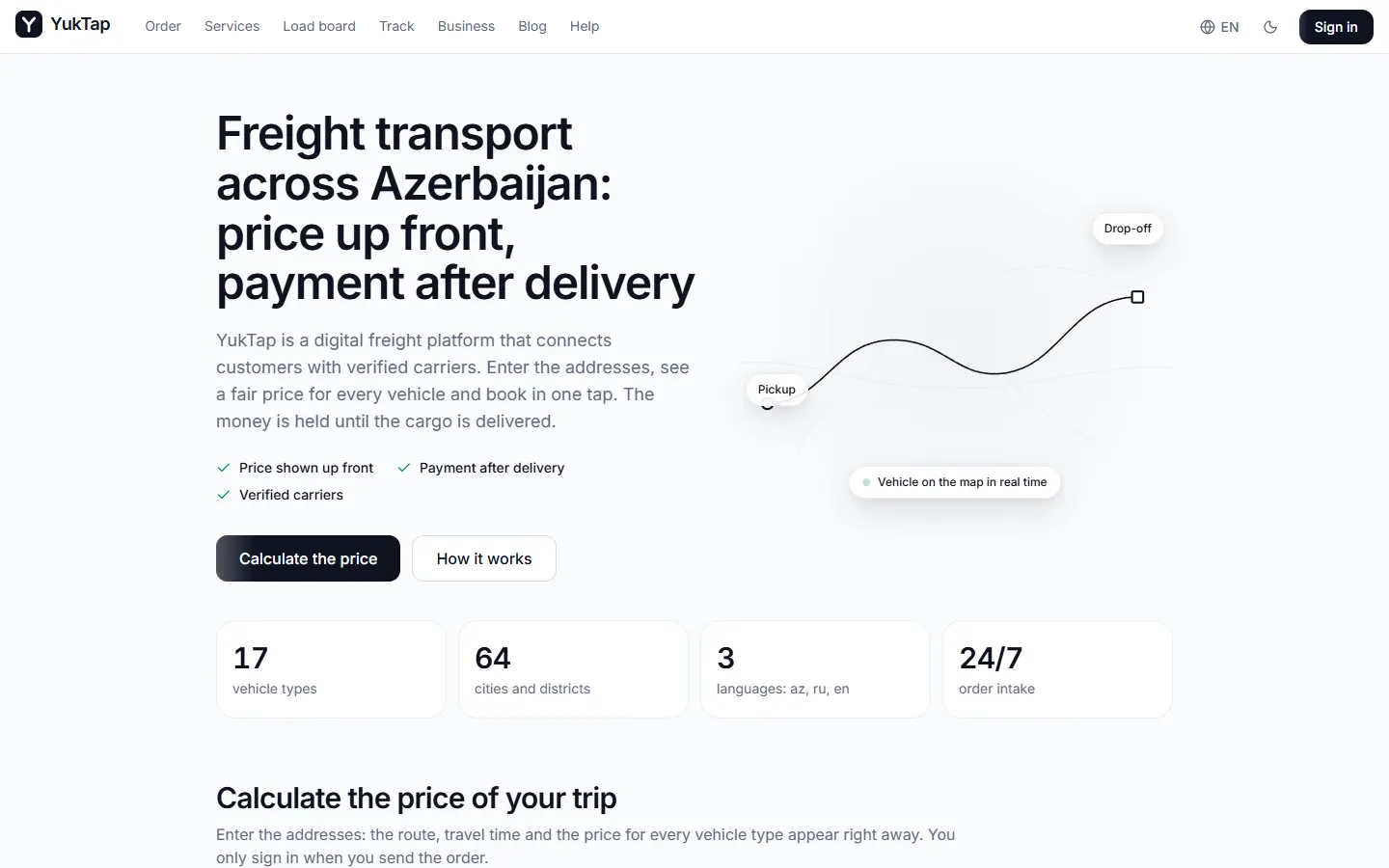 YukTap — Freight logistics hub of Azerbaijan